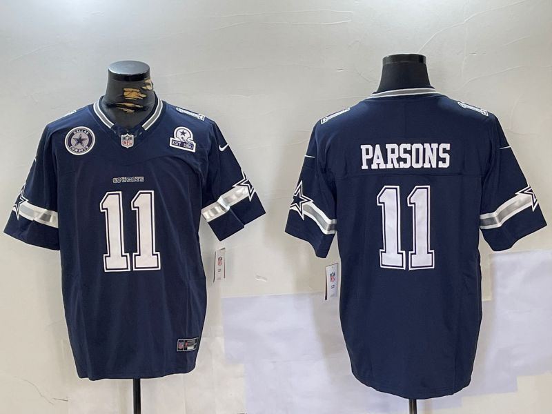 Men Dallas Cowboys #11 Parsons Blue 2024 Nike Three generations Vapor Limited NFL Jersey style 10